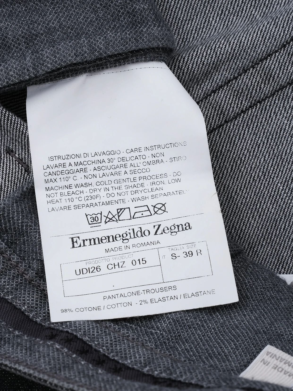 Excellent Ermenegildo Zegna Gray Pants 3XL, Elastane, MenÕs Fashion