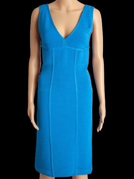 Good Blumarine Blue Sleeveless Knee-Length Dress Polyester