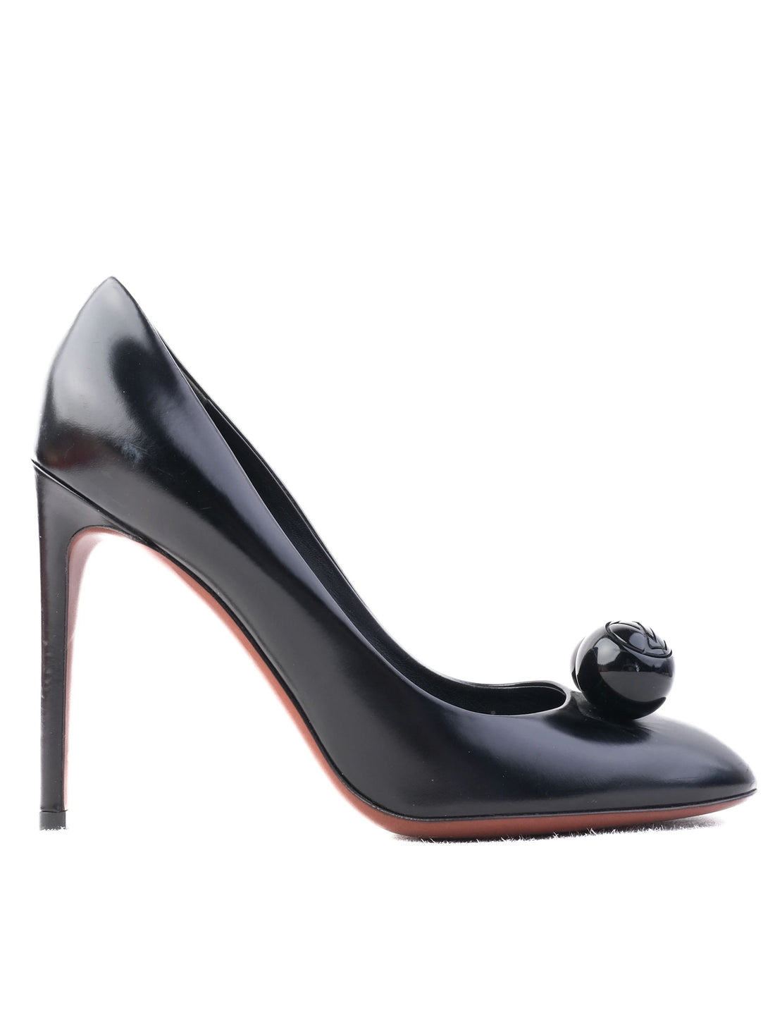 Excellent Louis Vuitton Black High-Heeled Shoes Size 38.5 Leather