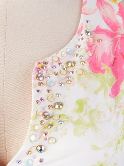 Excellent VDP Floral Dress in Combined Nylon Size S with Cut-Out Detail