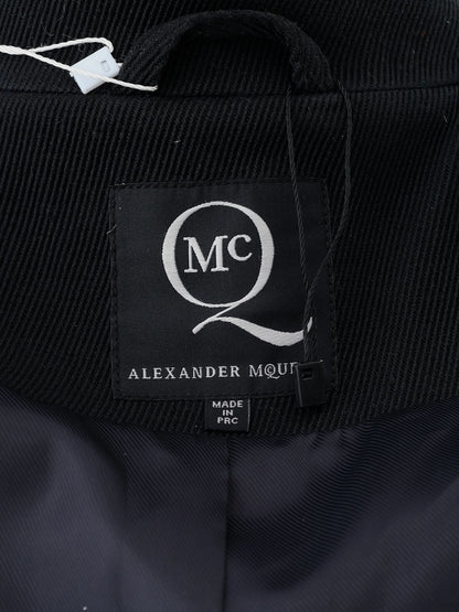 Excellent Alexander McQueen Black Wool Double-Breasted Coat Size M