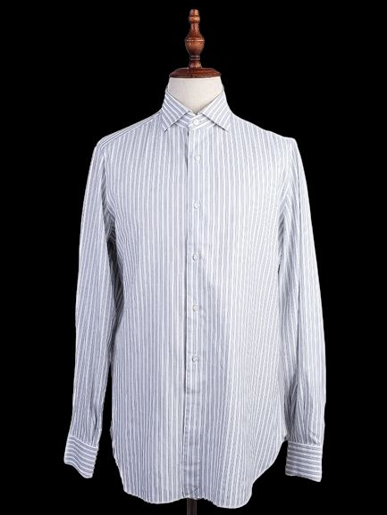 Excellent Isaia Striped Long-Sleeve Shirt Size L Cotton Blend