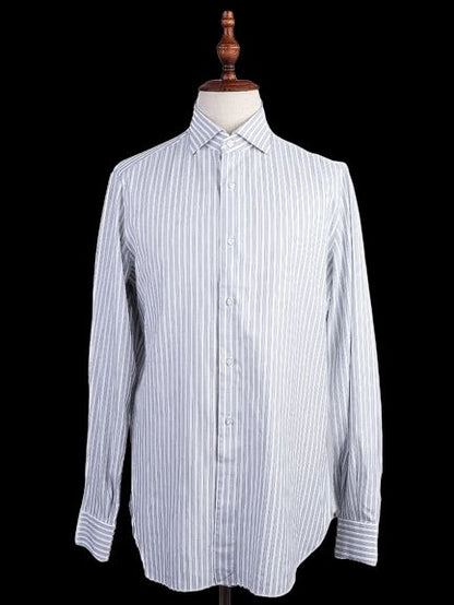 Excellent Isaia Striped Long-Sleeve Shirt Size L Cotton Blend