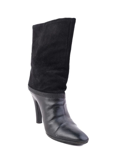Escada Black Leather High-Heeled Boots Size 37 Perfect Condition