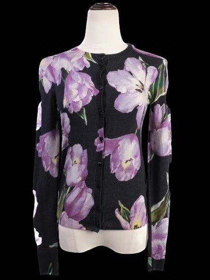 Excellent Dolce Gabbana Floral Silk Cardigan Women XS Combined Color