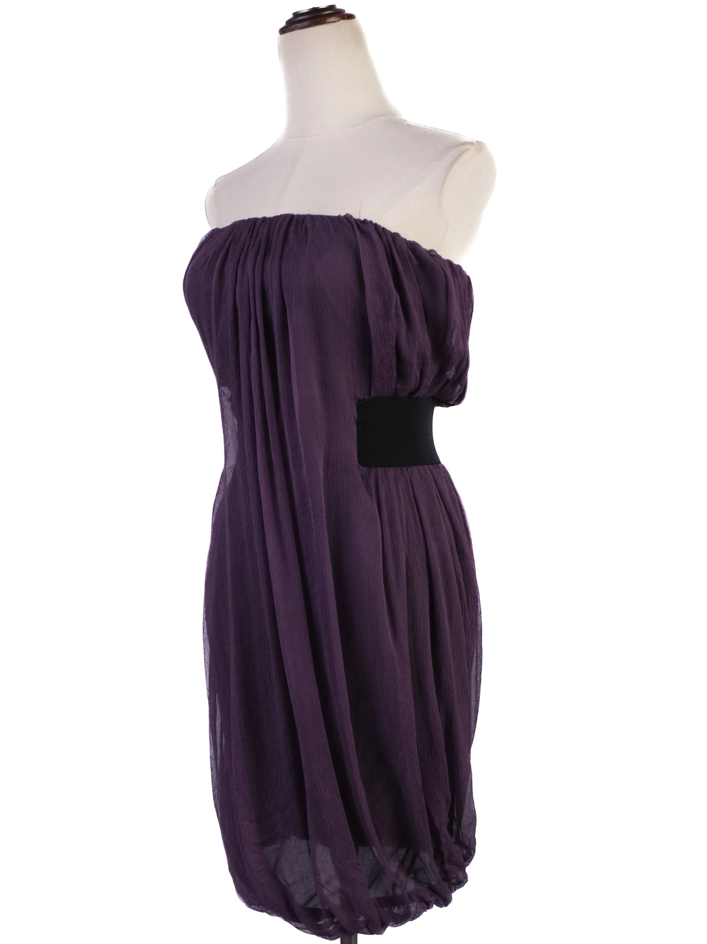 Excellent Alexander McQueen Purple Silk Strapless Dress Size S