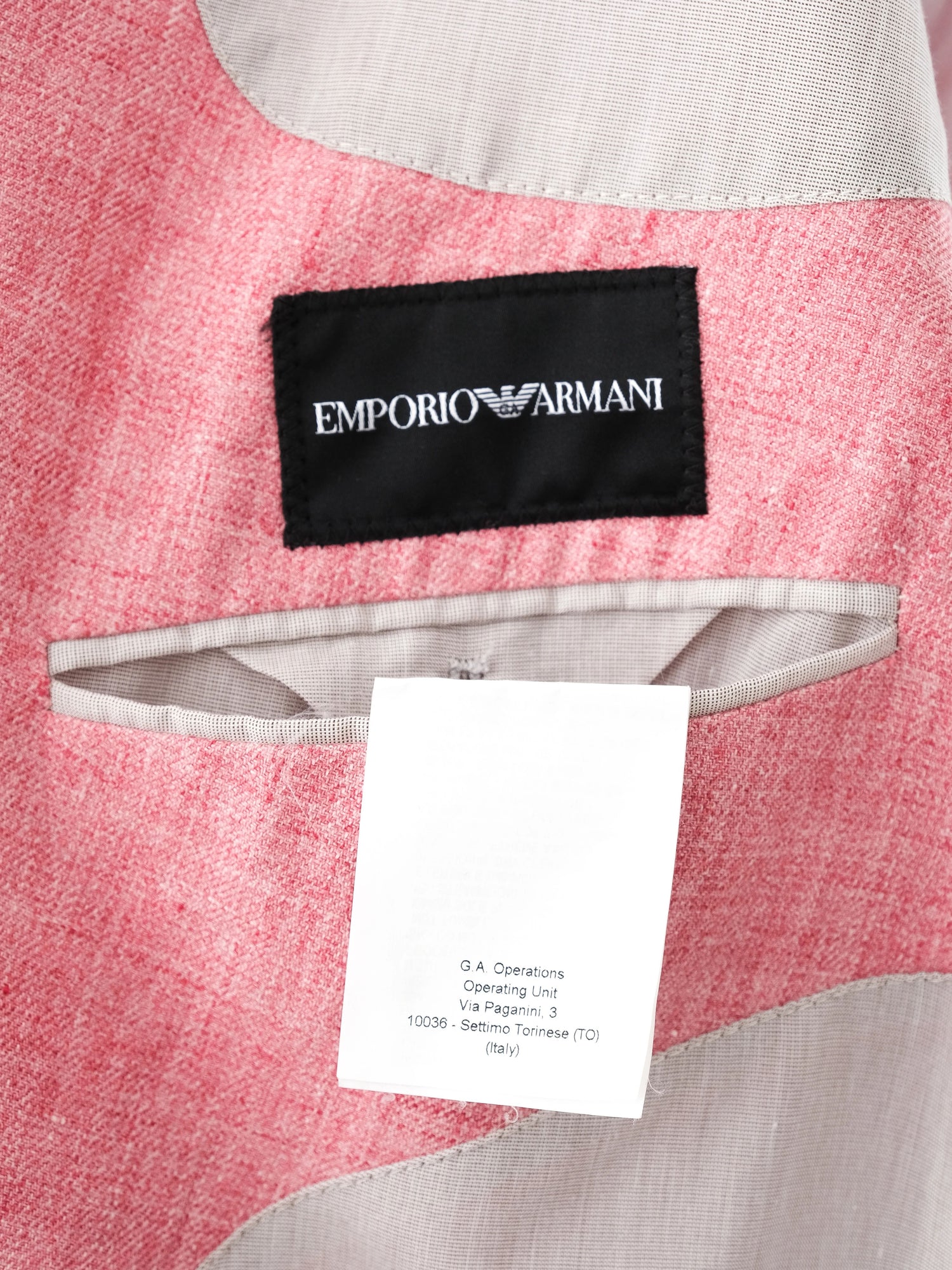 Excellent Emporio Armani Pink Blazer Size L Textured Fabric