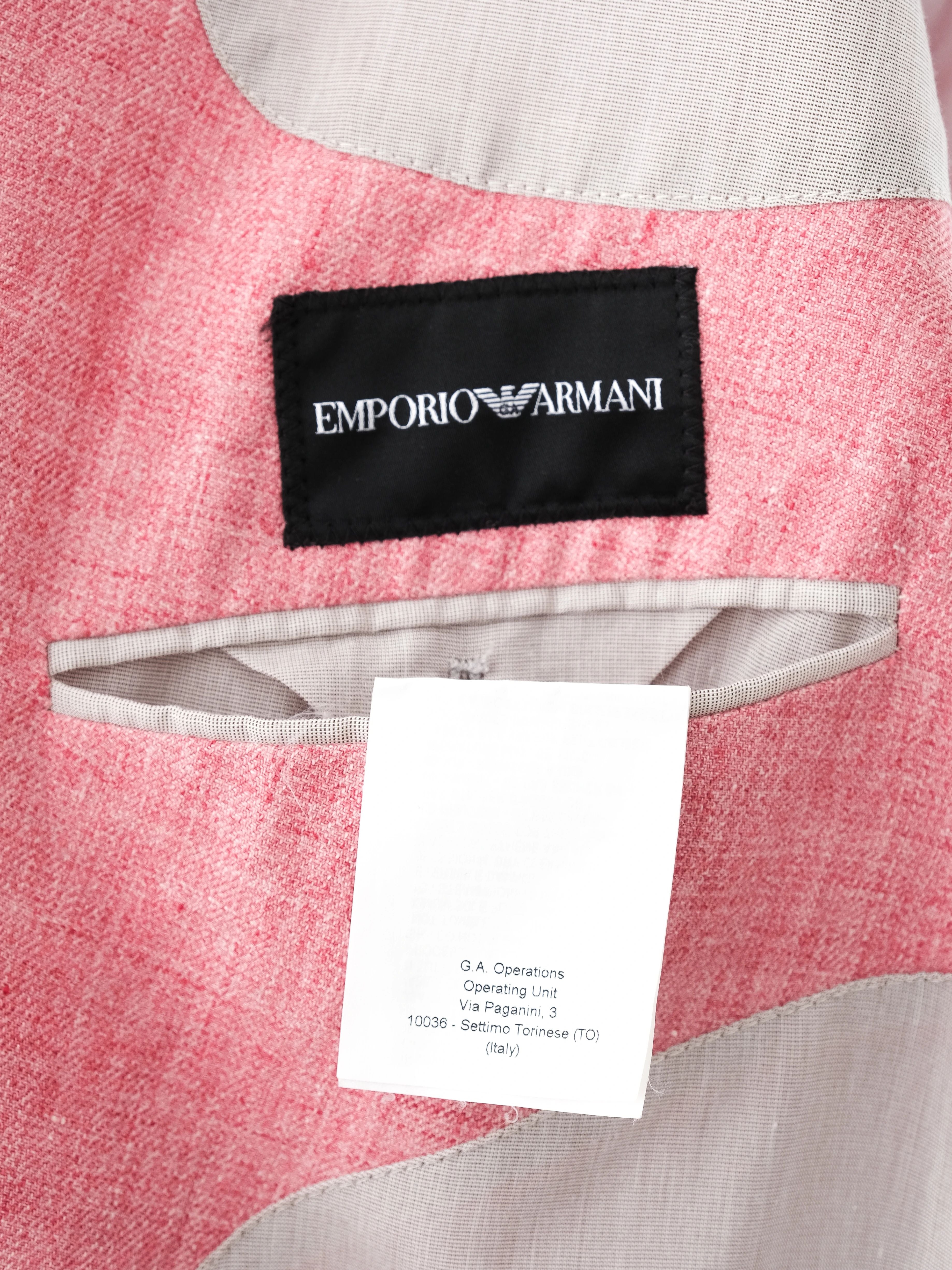 Excellent Emporio Armani Pink Blazer Size L Textured Fabric