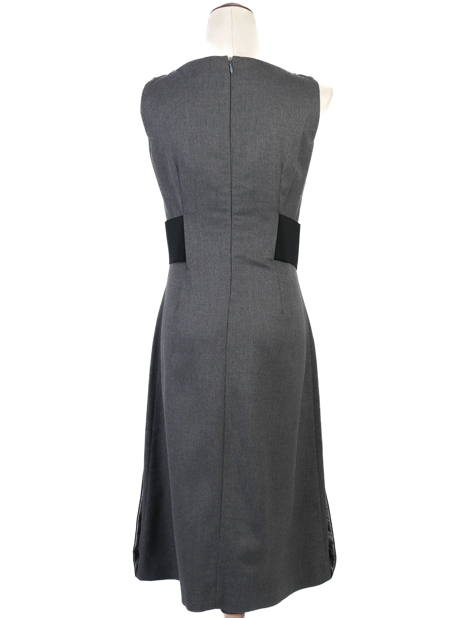 Excellent Ferre Gray Wool Sleeveless Dress Size M with Black Panels