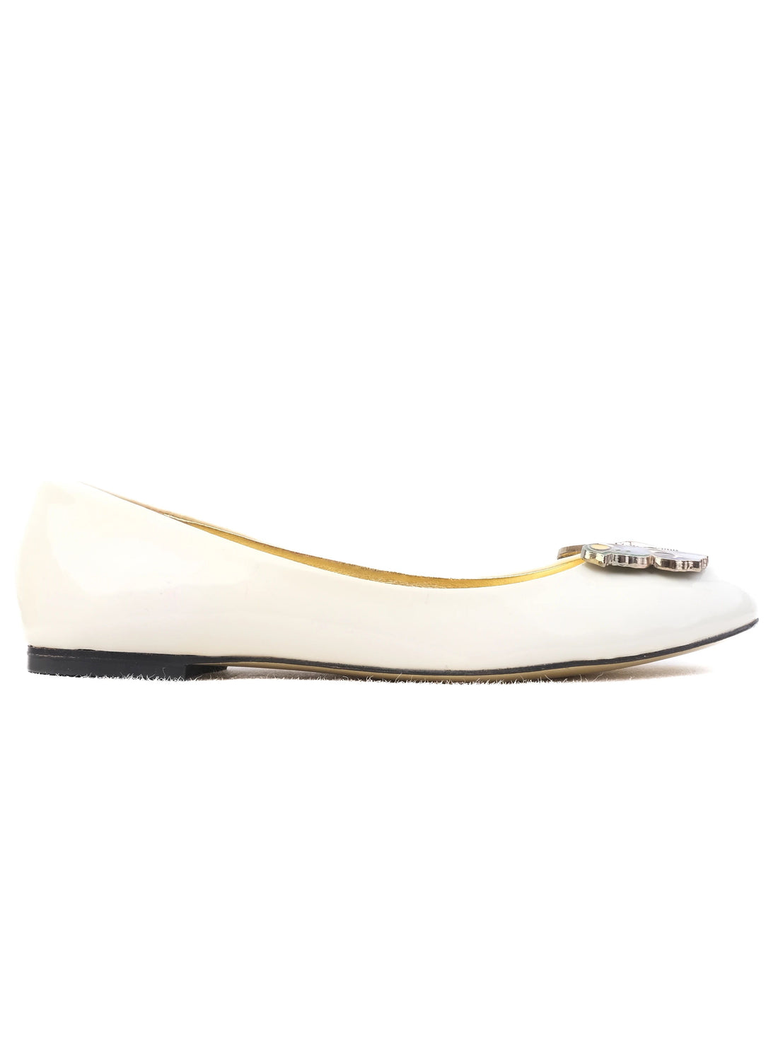 Excellent Versace for H&amp;M White Leather Ballet Flats Size 38