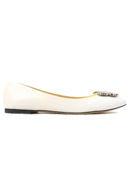 Excellent Versace for H&amp;M White Leather Ballet Flats Size 38