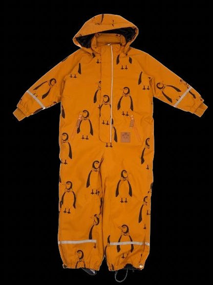 Excellent Mini Rodini Orange Penguins Kids Snowsuit with Hood