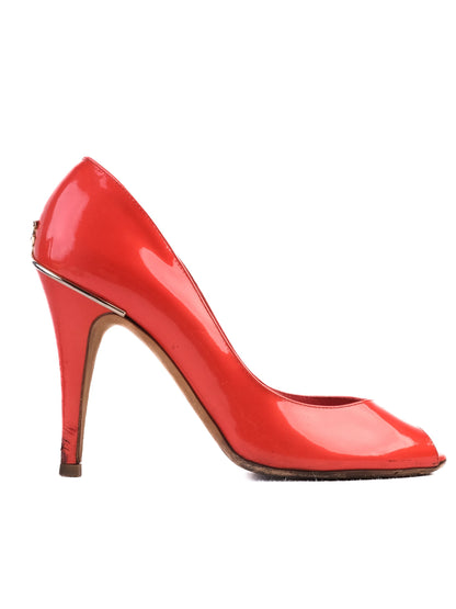 Excellent Chanel Red Leather High-Heeled Shoes Size 37.5
