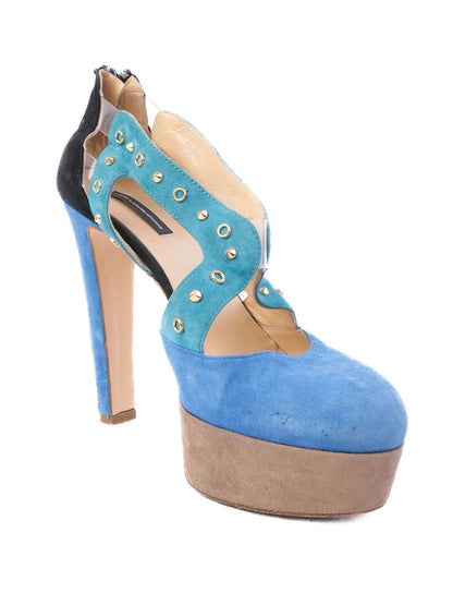 Excellent Atos Lombardini High-Heeled Platform Shoes Size 39 Leather