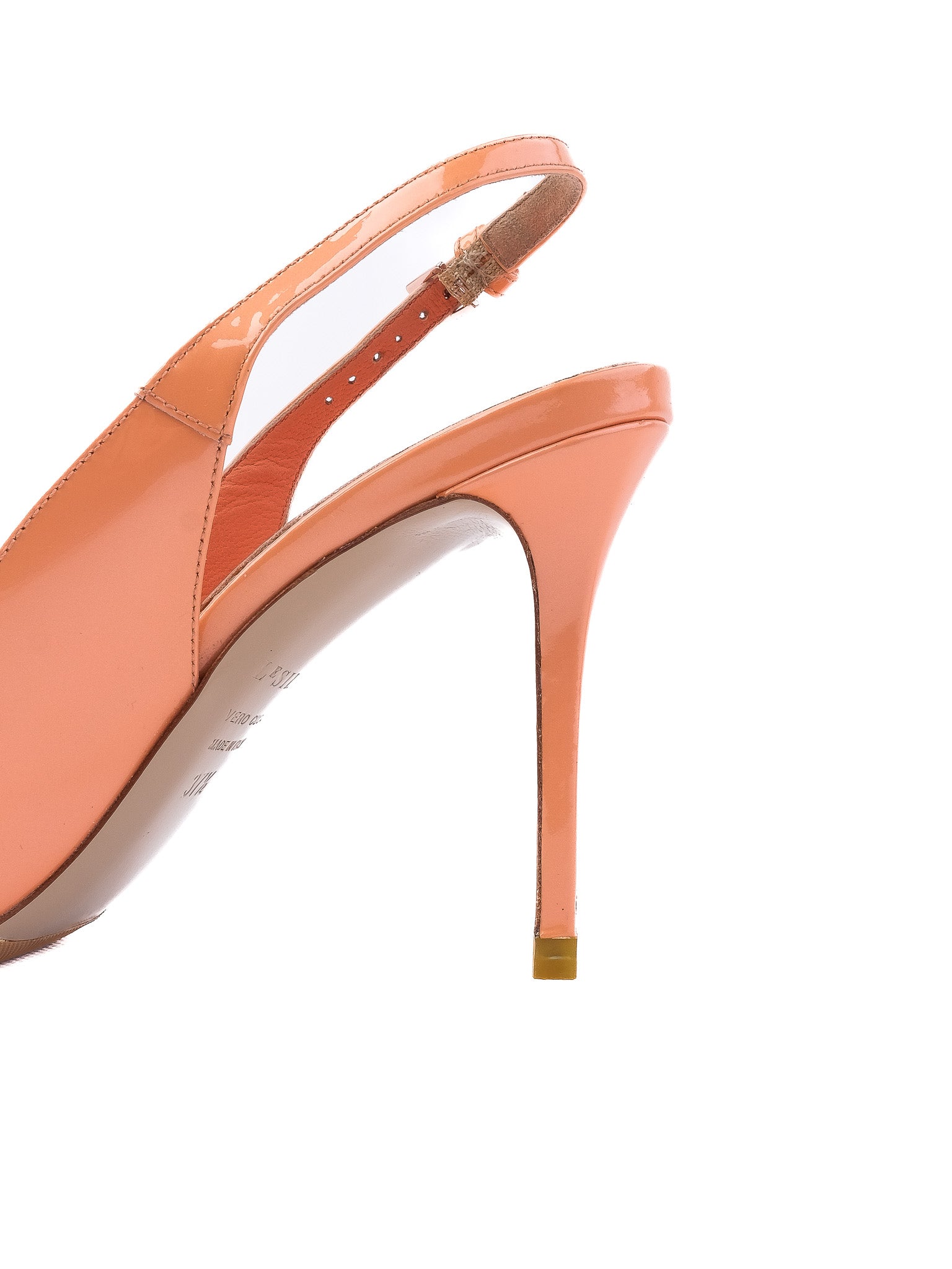 Excellent Lesilla Orange Leather Stilettos Slingback Size 37.5