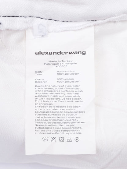 Excellent Alexander Wang White Cotton Shorts with Black Detailing