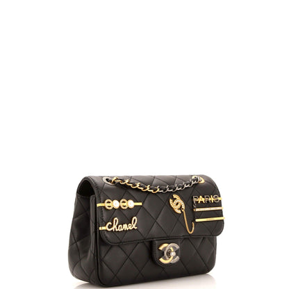 Chanel Coco Clips Flap Bag Embellished Quilted Lambskin Small