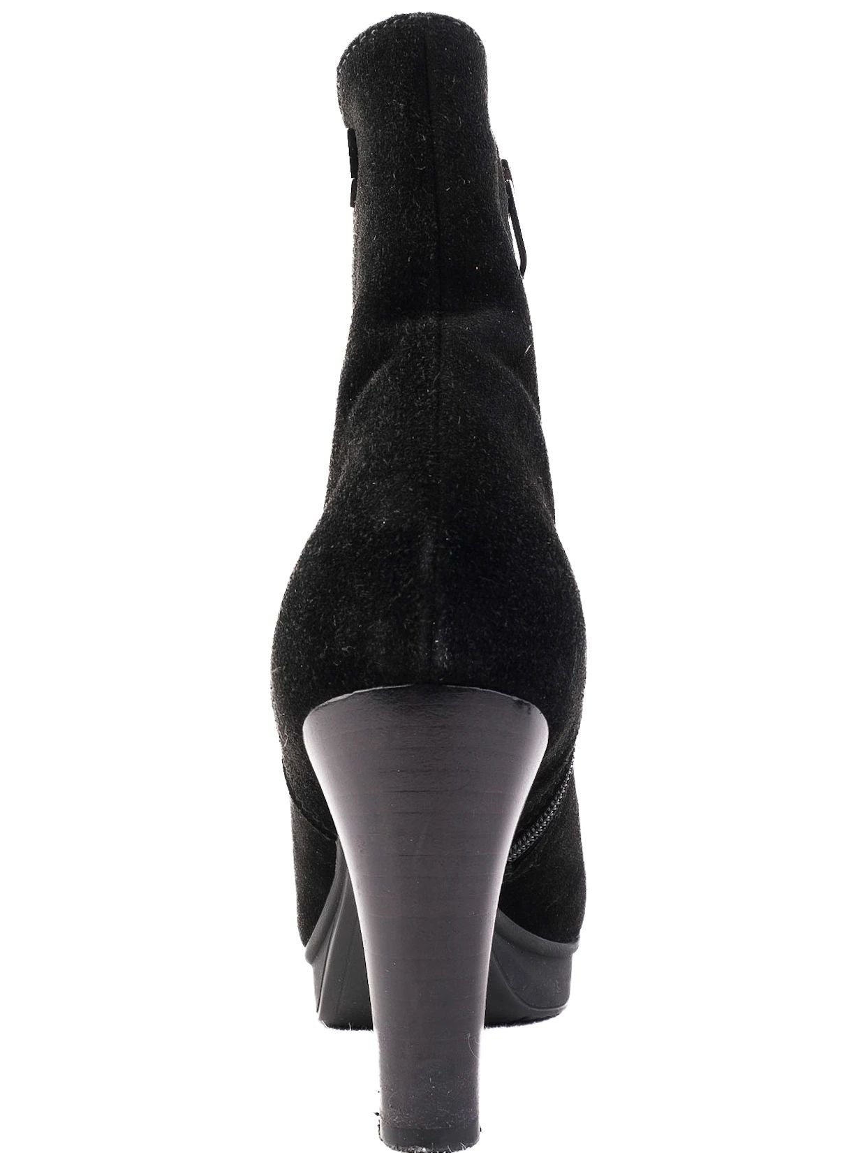 NEW Guido Scariglia Black Suede Ankle Boots with Block Heel Size 37