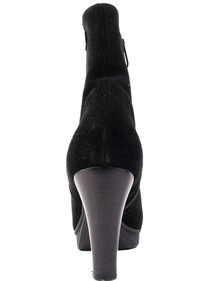 NEW Guido Scariglia Black Suede Ankle Boots with Block Heel Size 37