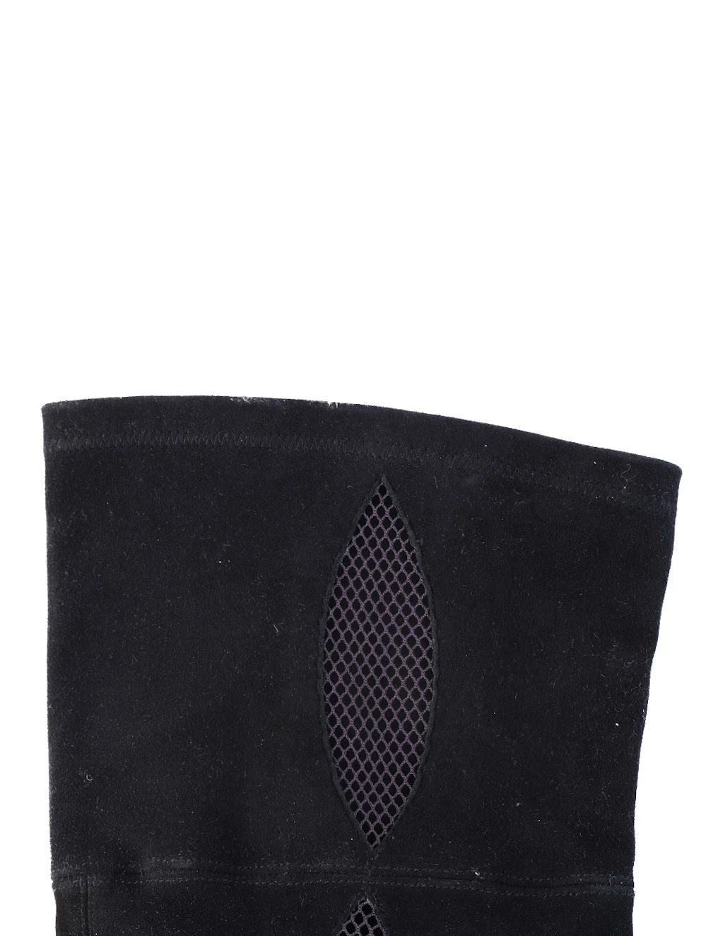 Excellent Black Leather Thigh-High Heels Boots Size 38.5 with Mesh Cutouts