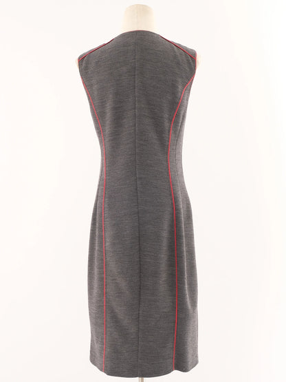 Excellent Gray Wool Sleeveless Button-Down Dress Size L