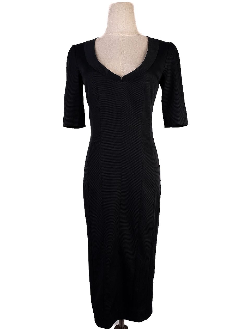 Perfect Emporio Armani Black Nylon Dress Size S V-Neck Short Sleeves