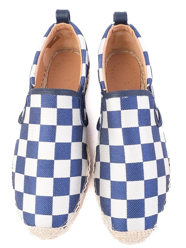 Excellent Marc Jacobs Slip-On Shoes Fabric Blue White Size 37.5