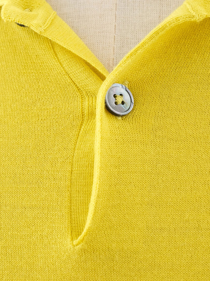 Excellent Hermes Yellow Wool Polo Shirt Size L for Men