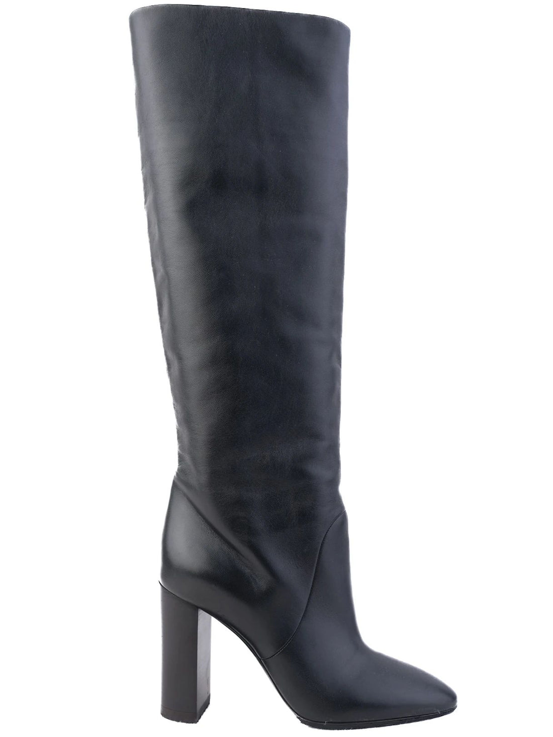 Excellent Saint Laurent Black Leather Knee-High High-Heels Size 36