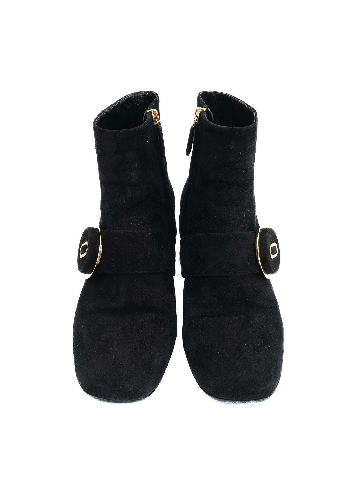 Excellent Prada Black Genuine Suede Ankle Boots Size 36.5