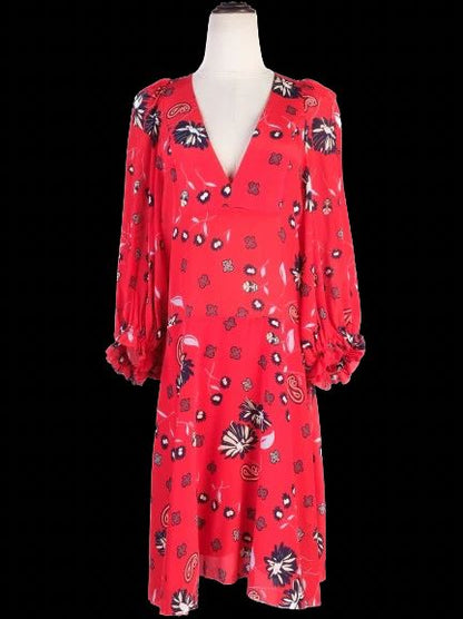 Excellent Zadig&amp;Voltaire Red Floral Silk Dress Size S
