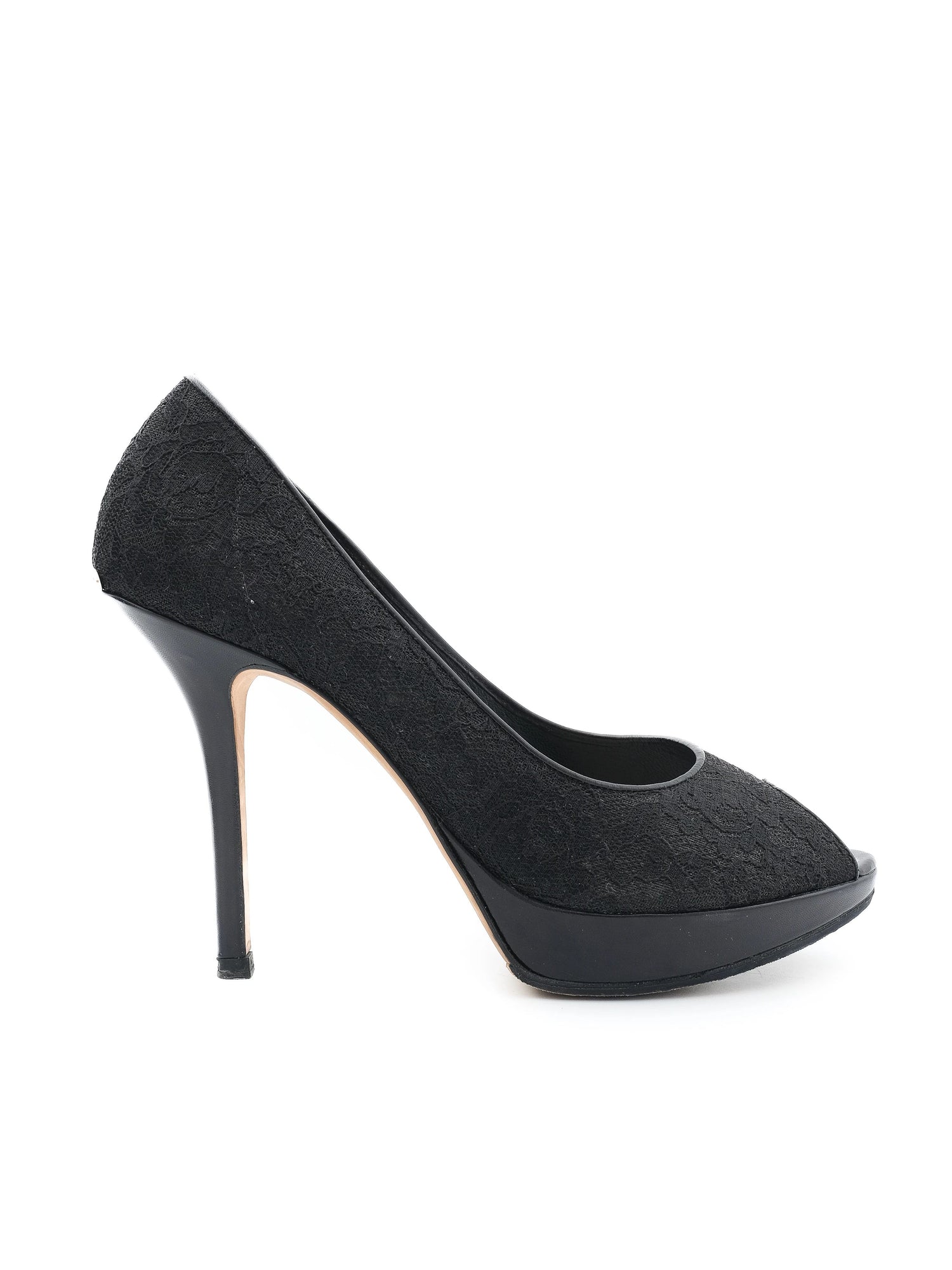 Excellent Dior Black Lace High-Heeled Shoes Size 38