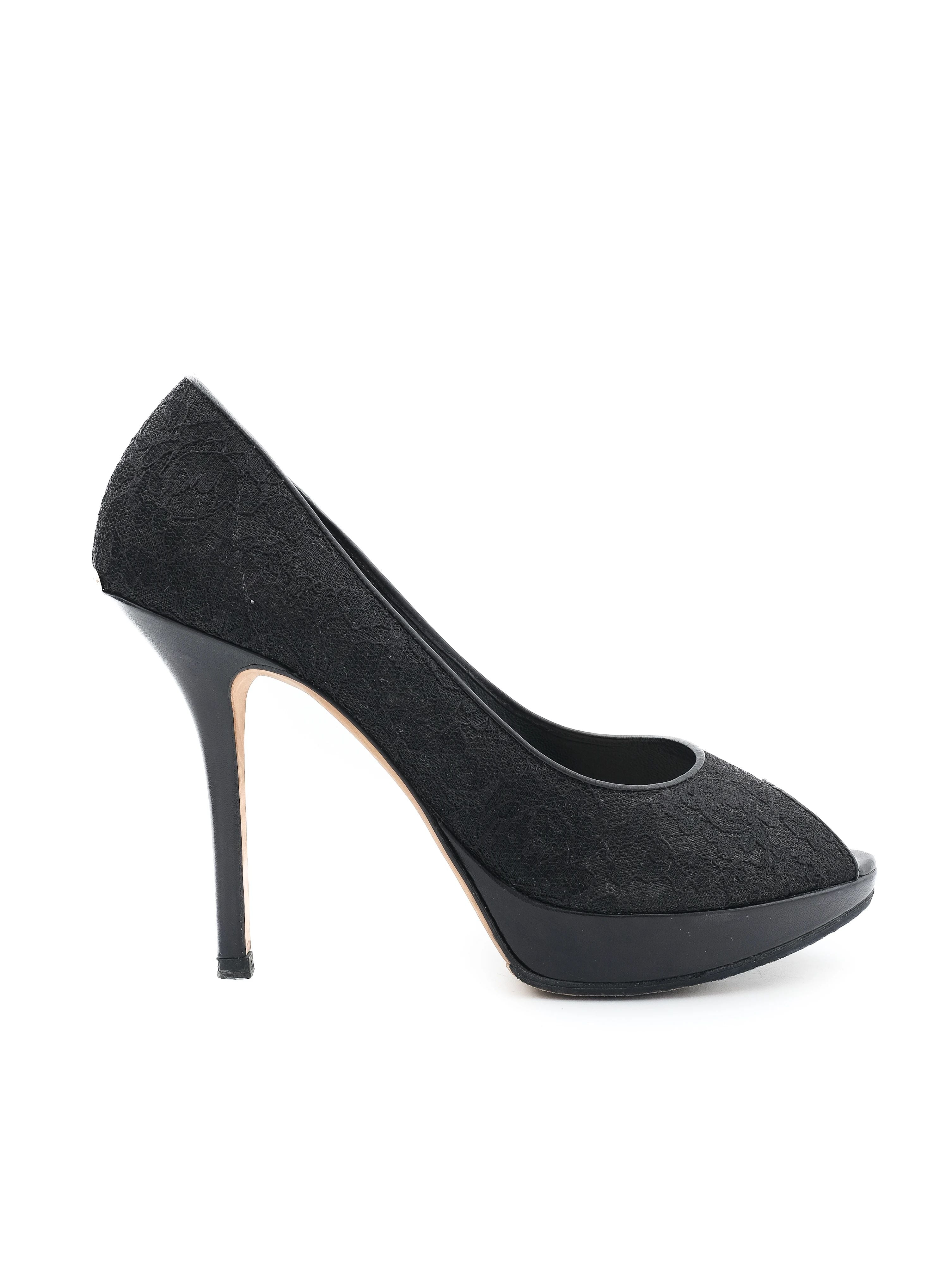 Excellent Dior Black Lace High-Heeled Shoes Size 38