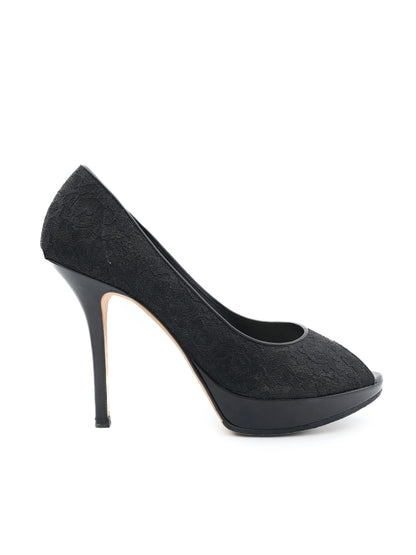 Excellent Dior Black Lace High-Heeled Shoes Size 38