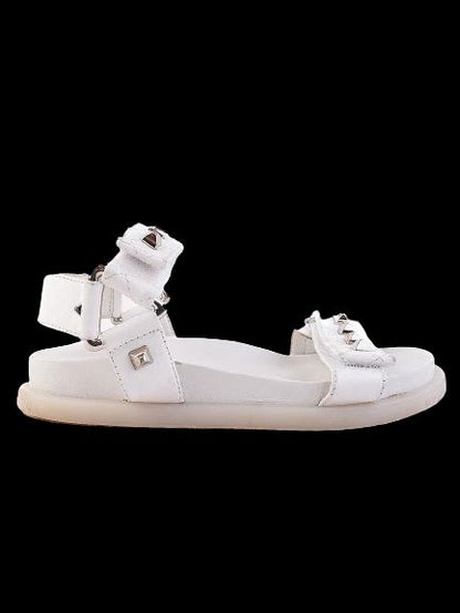 Excellent Philipp Plein Junior White Leather Sandals Size 31