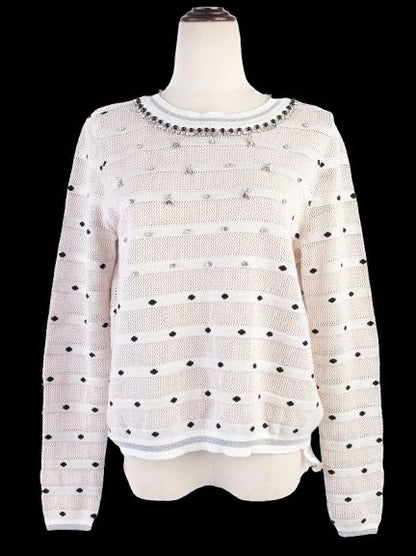 Excellent Patrizia Pepe Gray Viscose Sweater Size M with Decorative Details