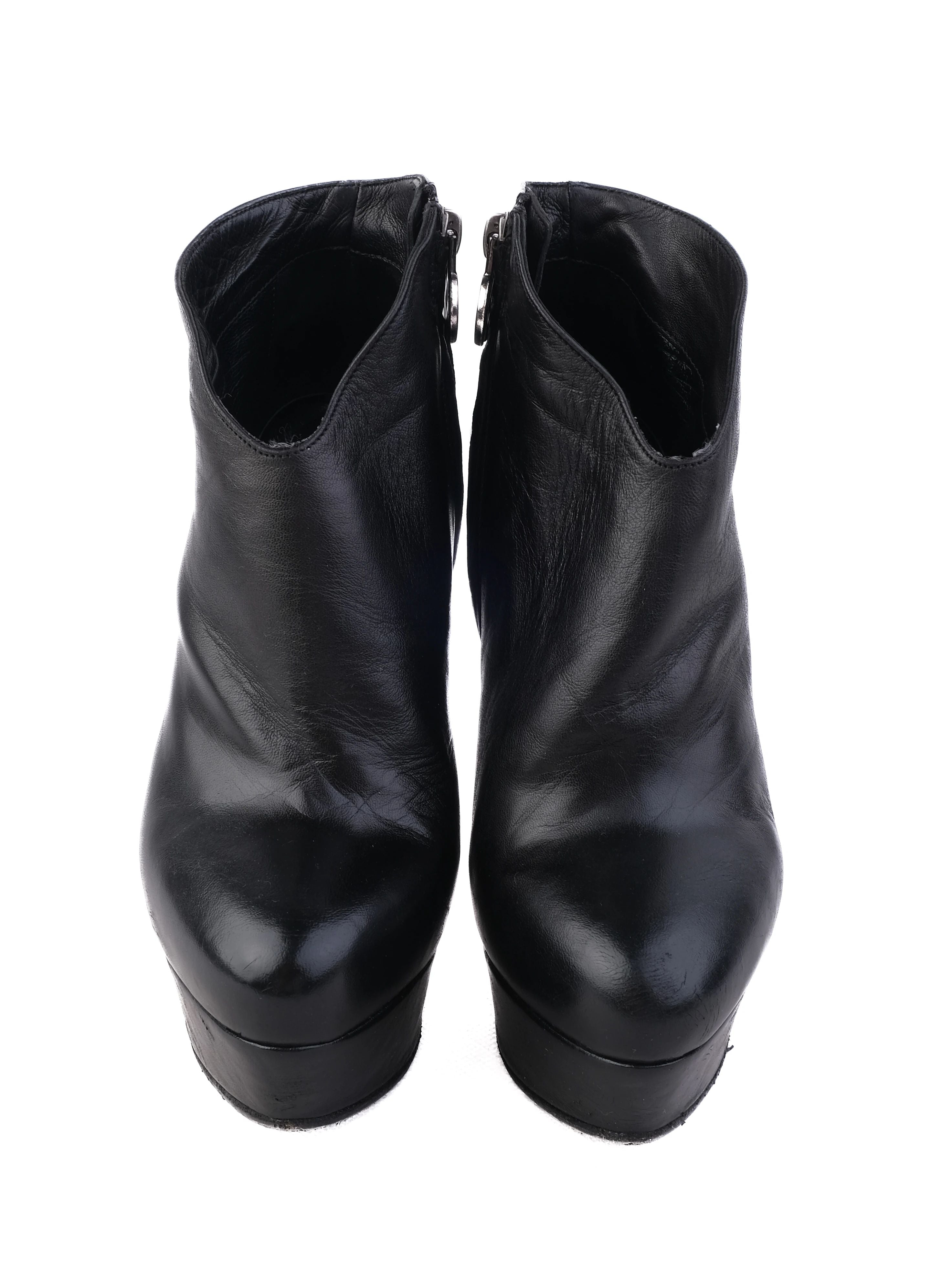 Excellent Nando Muzi Black Leather Ankle Boots Size 36