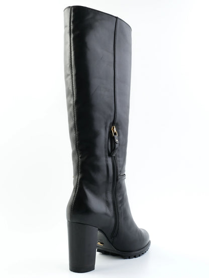 NEW Sergio Rossi Black Leather Knee-High Boots Size 38