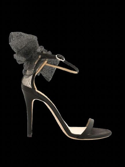 Excellent Valentino Black High-Heeled Sandals Size 36 with Bow