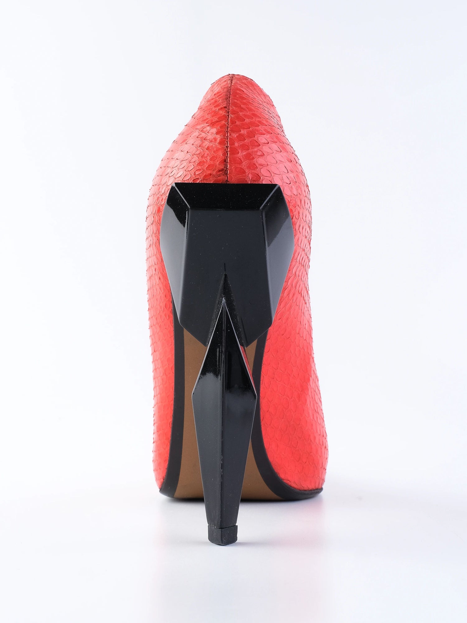 Good Fendi Orange Snakeskin Pattern High Heeled Shoes Size 40