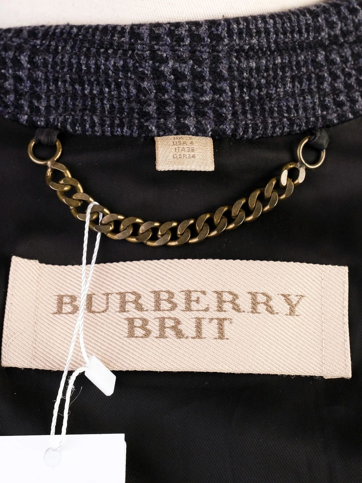 Excellent Burberry Gray Wool Jacket with Leather Sleeves