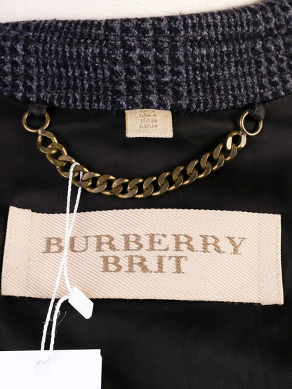 Excellent Burberry Gray Wool Jacket with Leather Sleeves