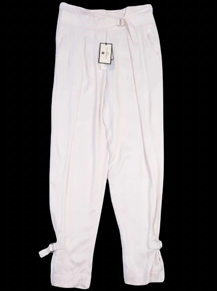 NEW By Malene Birger White Viscose Pants Size XS with Buckles
