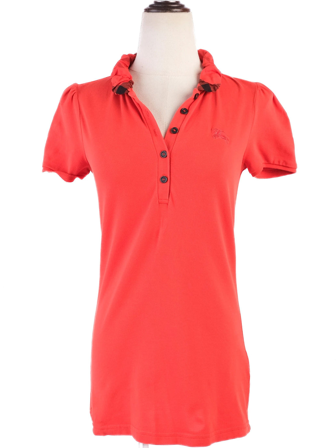 Excellent Burberry Red Short Sleeve Collared Shirt Size XS