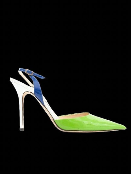 Jimmy Choo Green Leather Slingback High-Heeled Shoes Size 40.5
