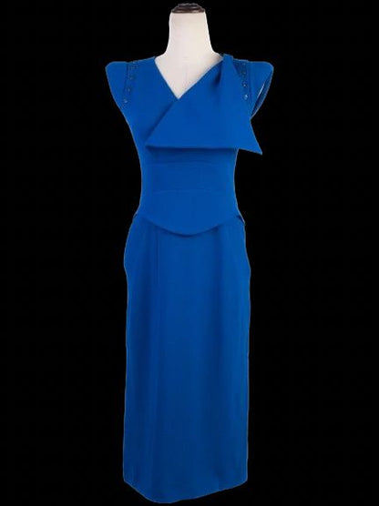 Excellent Antonio Berardi Blue Wool Sleeveless Dress Size M