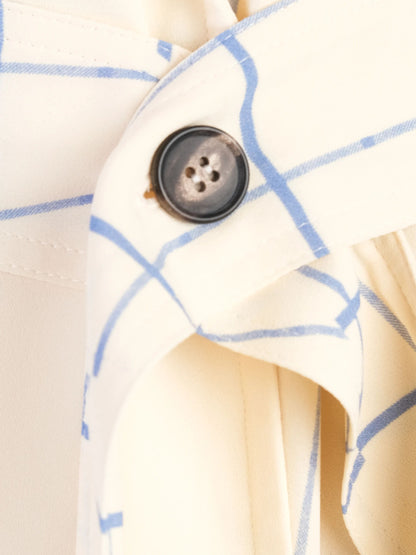 Victoria Beckham Sleeveless Trench Coat Blue Grid Pattern XS Excellent