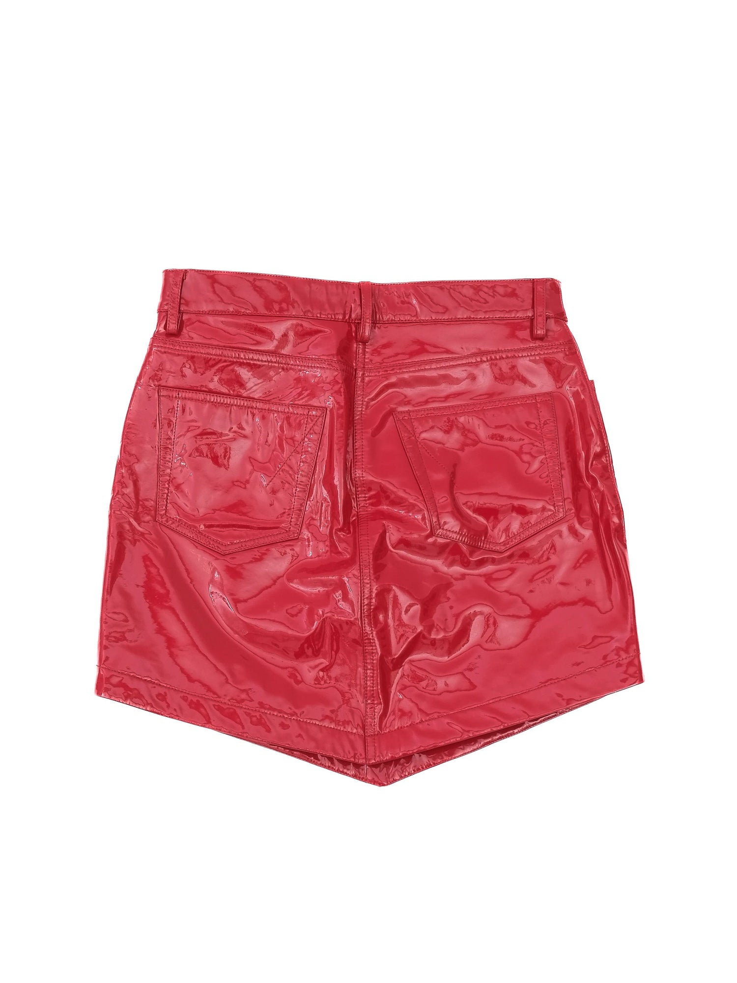 Excellent Alexandre Vauthier Red Mini Skirt Leather with Pockets