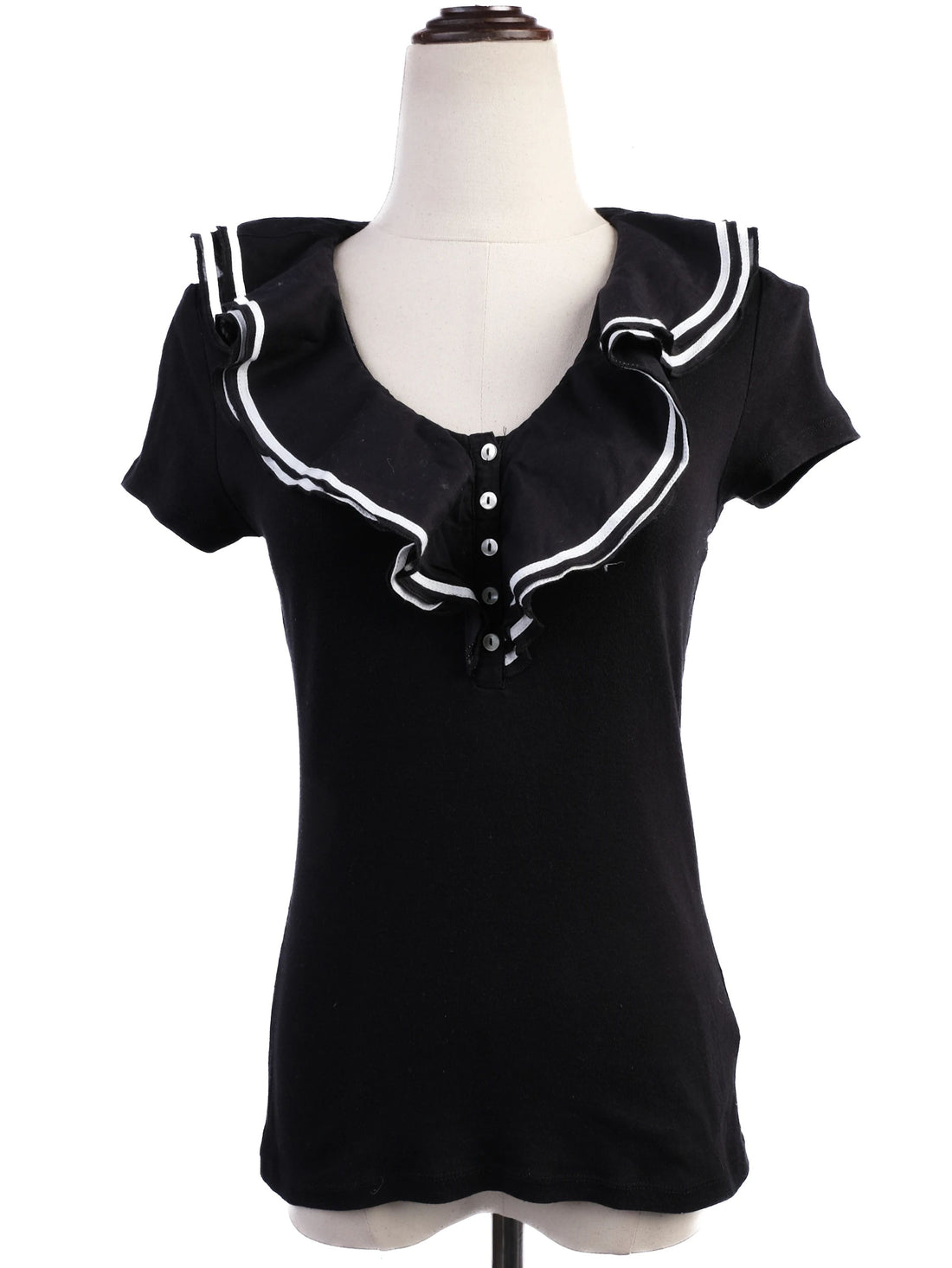 Excellent Ralph Lauren Black Cotton Short-Sleeve Top XS