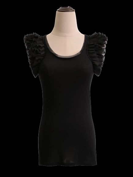 Excellent Ted Baker Black Ruffled Sleeveless Top Size S